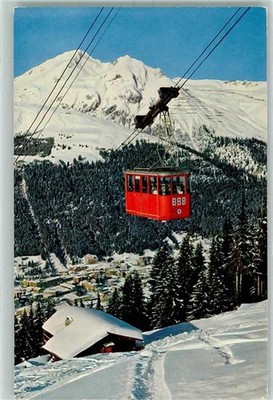 10389868 - Davos village mountain railways Braemabueel Jakobshorn against Strela and