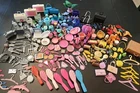 Vintage Barbie Dolls Accessories Huge Lot Hair brushes Food dishes hangars hair