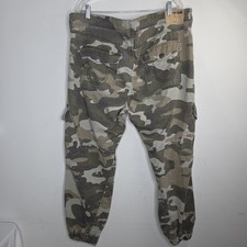 True Religion Joggers Pants Mens 40 Green Camo Denim