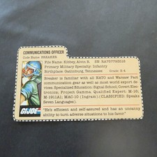 1982 GI JOE BREAKER v1 STRAIGHT ARM FIGURES COBRA COMMANDER OFFER FILE CARD