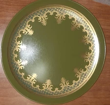 Vtg Allied Chemical 10" Plates Styled by Georges Briard Avocado Green Melamine
