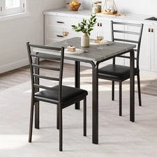 3-piece kitchen dining table set Includes one table and two chairs grey tabletop
