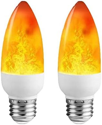 LED Flame Effect Light Bulb E26 Flickering Candelabra Light Bulbs 4W Warm Yellow
