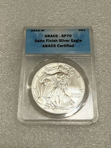 2012 W BURNISHED SILVER EAGLE ANACS SP70 ~~ BLUE LABEL ~~ PRISTINE ~~ NO SPOTS