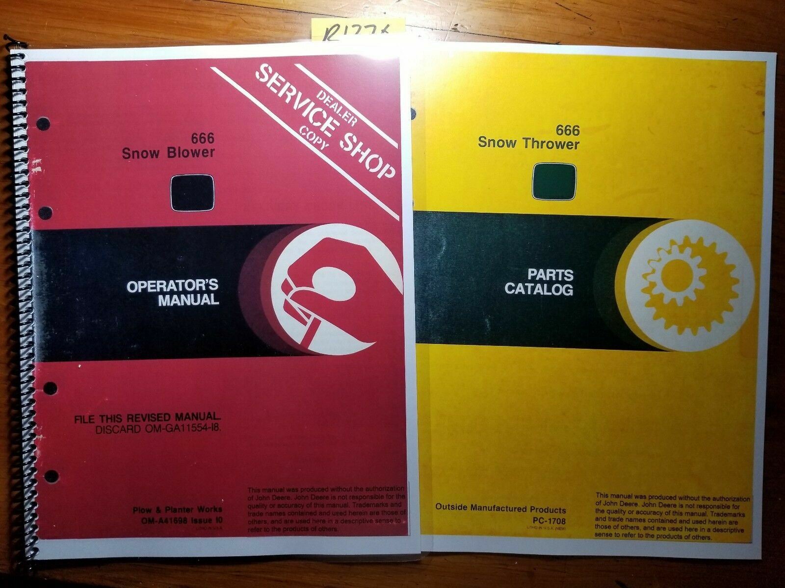 John Deere 666 Snow Blower for 850 950 1050 2040 2240 Operator Manual + Parts eBay