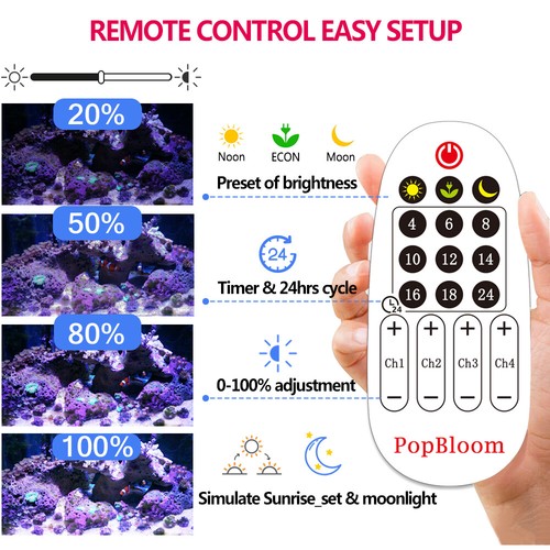 PopBloom Timer Control LED Marine Lighting for 36" 90cm Marine Reef Coral Tank - Picture 3 of 11