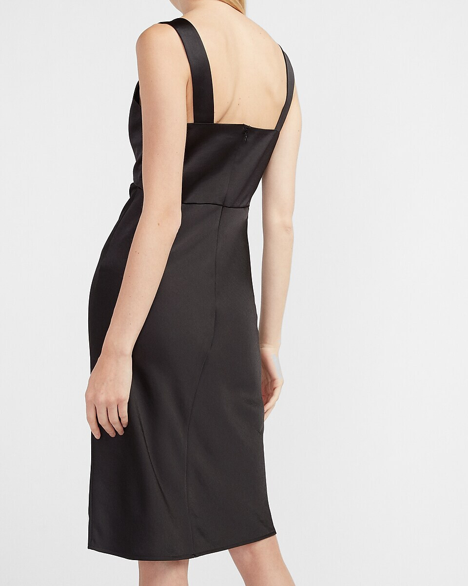 express satin v neck midi slip dress Satin V-neck Sleeveless Tie Shoulder Maxi Slip Dress