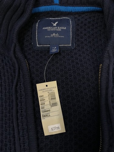 American Eagle Outfitter Sweater Navy Blue Full Zip Long Sleeve Small S Athletic - Picture 6 of 10