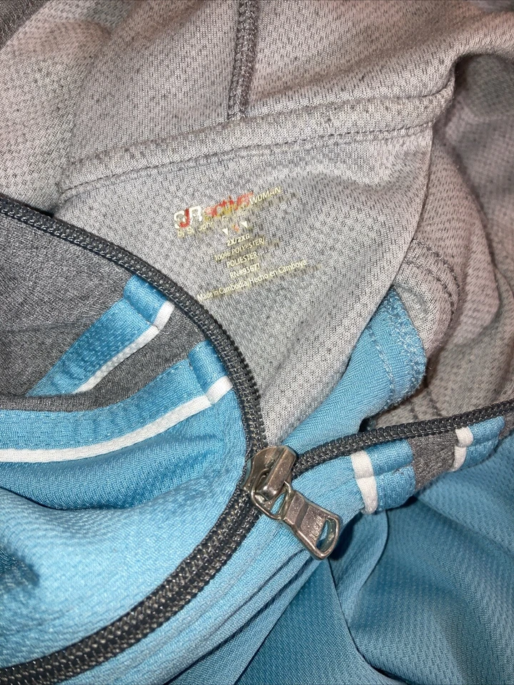 SJB Active, Chaqueta Mujer Azul Claro y Gris Talla 2X Bolsillos Capucha Manga Larga” Foto 2 de 4