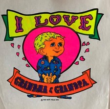 Original Vintage 1975 I Love Grandma And Grandpa Iron On Transfer DAYGLO