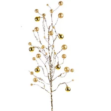 Factory Direct Craft Gold Glitter Berry, Ball Ornament and Twig Spray