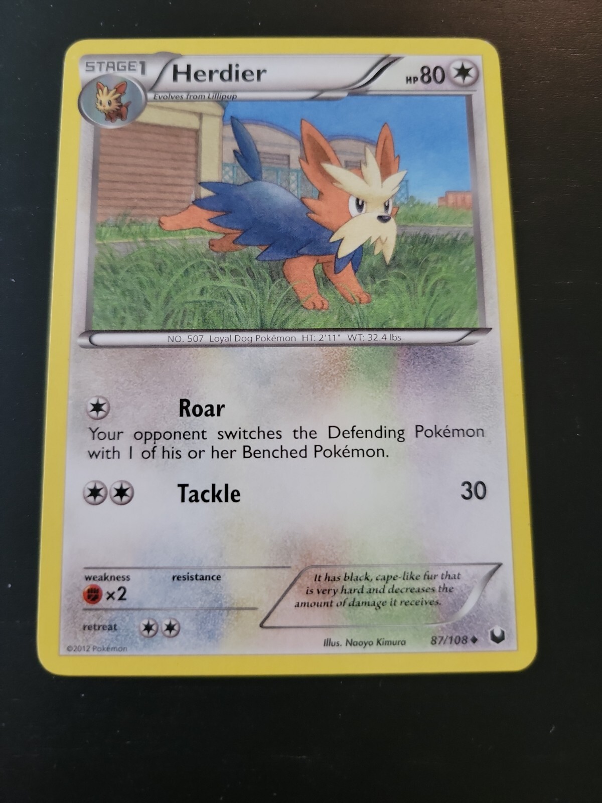 Pokemon TCG Card 2012 Dark Explorers - Herdier 87/108