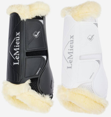 LeMieux Motionflex Fleece Edge Dressurstiefel Schulschutz schwarz/weiß