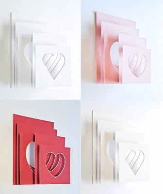 Alfombra de montaje de foto recortada en corazón blanca blanca rosa roja y tamaños personalizados