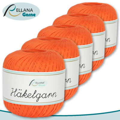 Rellana 5x 50 g Häkelgarn |24| 100% Baumwolle mercerisiert und gasiert Amigurumi