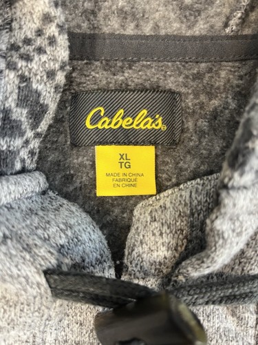 Cabela's Sweater Hoodie Gray Elbow Patch Fleece Womens Med Western Toggle Button - Picture 5 of 13
