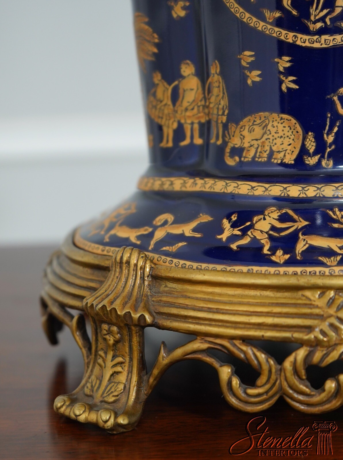 F62050EC Pair Cobalt Blue Decorated Bronze Base Vases eBay