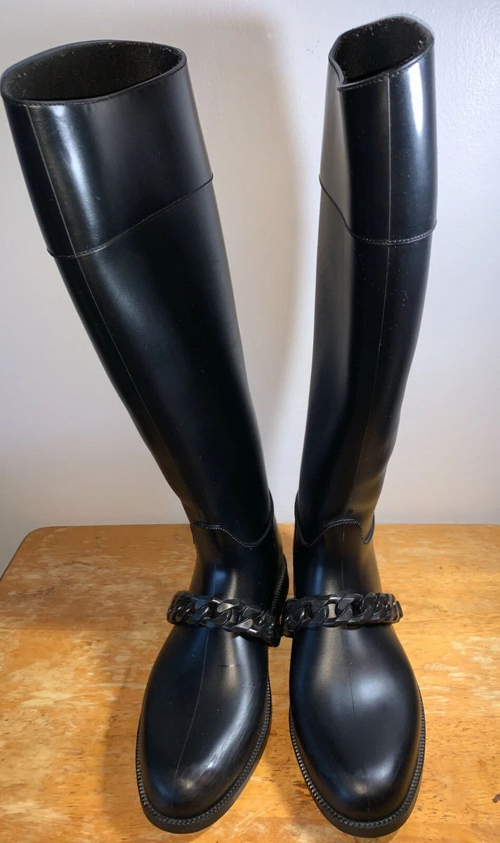 Louis Vuitton Women's 36 Black Rubber Rainboots Tall Rain Boots