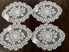 Set 4 Place Mats Doilies Heritage Lace Ecru Rose 12x16” New With Tags Victorian