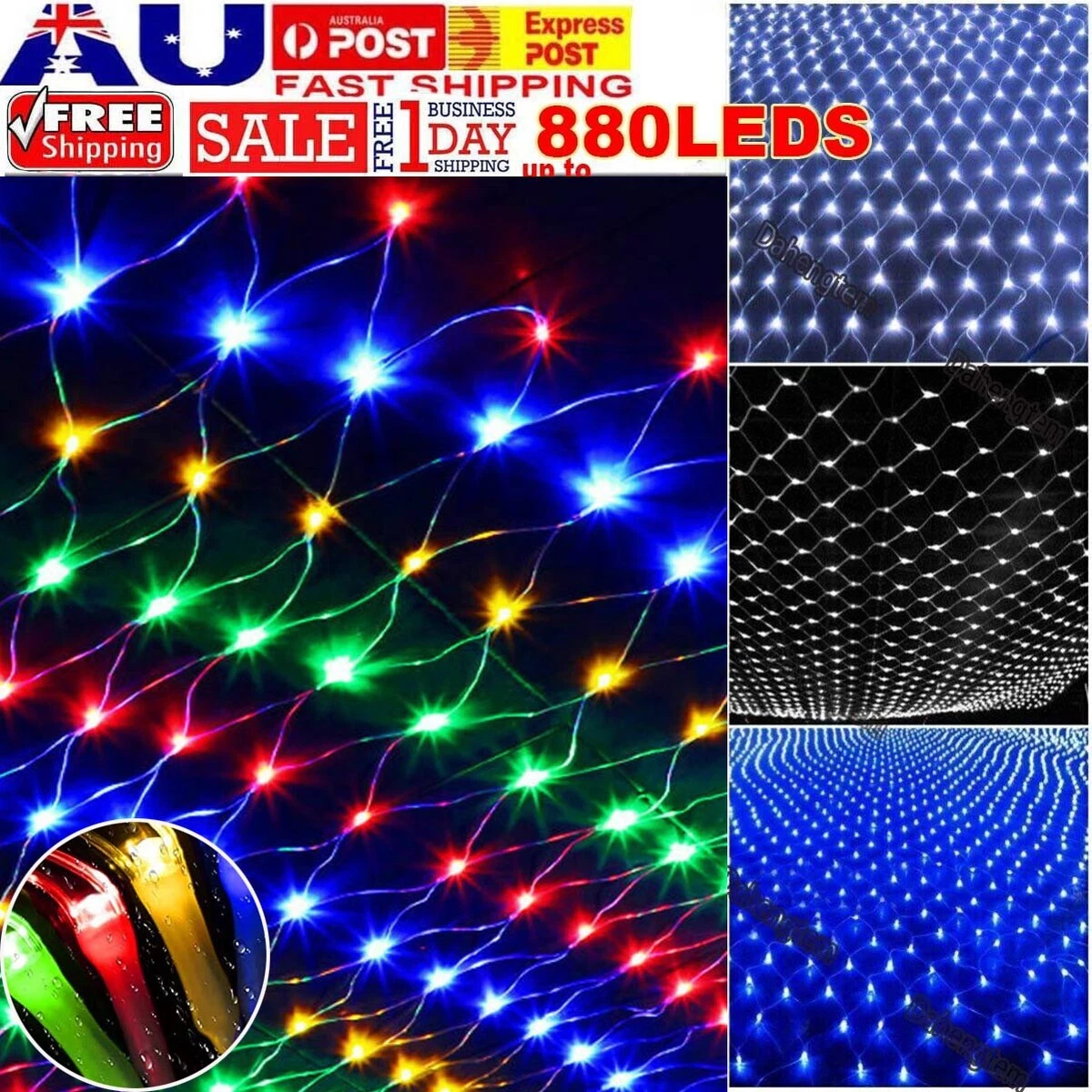 Solar LED String Fairy Lights Net Mesh Curtain Christmas Wedding
