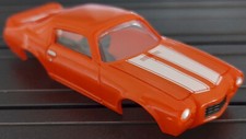 Chevy Camaro Orange w/White Stripes JL TJet HO BODY for AURORA autoworld DASH