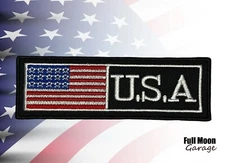 New USA American Biker Flag Iron On Embroidered Biker Patch