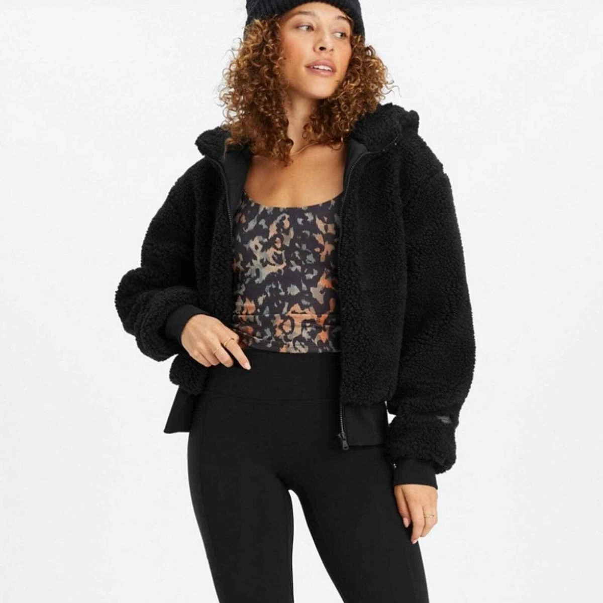 Fabletics Sherpa Summit Teddy Jacket Black size Small