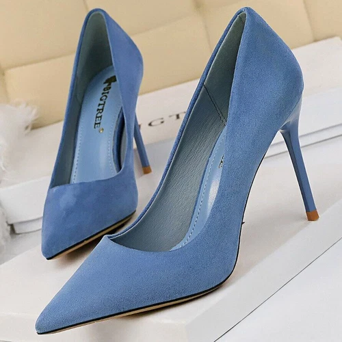 Sexy Damen-Pumps spitz zulaufend dünne High Heels modische Stilettos Partyschuhe - Bild 15 von 29
