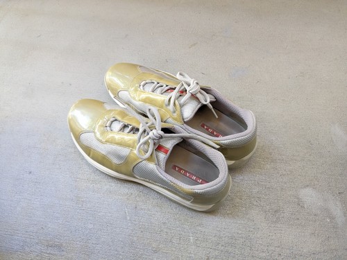 Prada America's Cup Sneakers Men 11 Olive Green Patent Silver Low Tops PS0906 - 第 14/21 張圖片