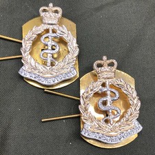 Genuine British Army RAMC Royal Army Medical Corps Collar Badges Pair