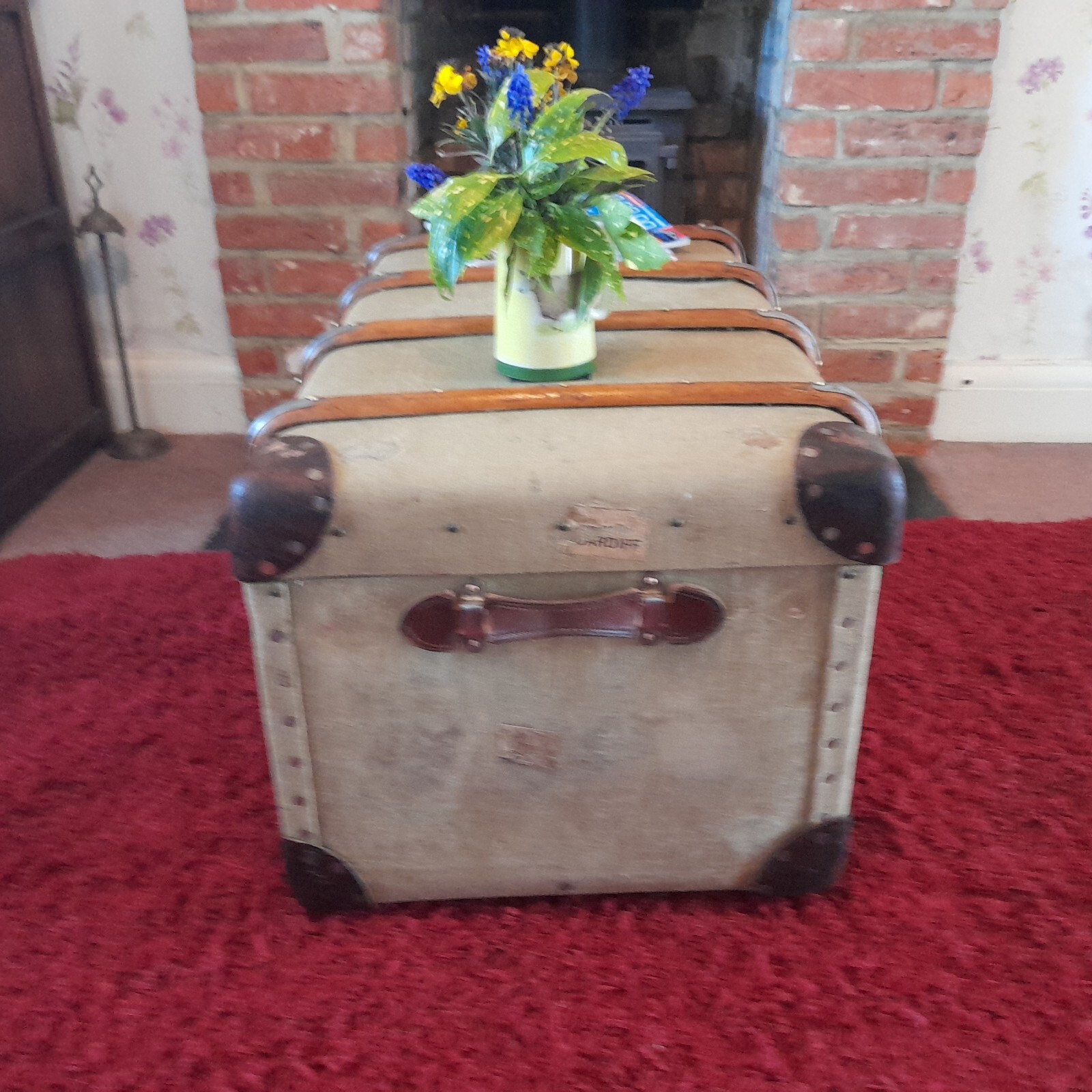 luxury Vintage Bentwood Steamer Trunk Antique Storage Chest Coffee