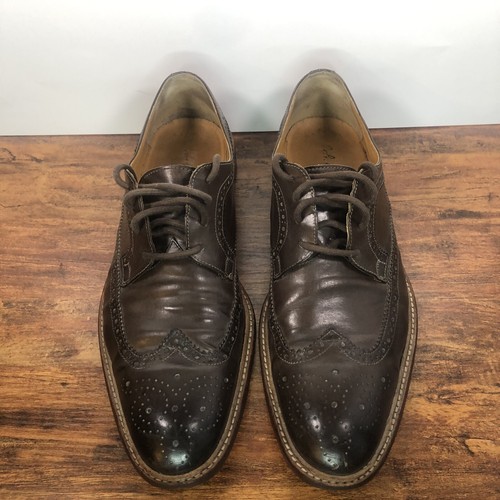 John W Nordstrom Men’s Size 10.5 M Dark Brown Leather Oxford Brogue Shoes Italy - Picture 2 of 11