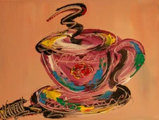 CUP OF COFFEE ART FOR YOU MODERN ABSTRACT Painting  Stretched   G454tGE
