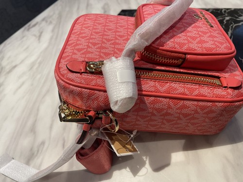 MICHAEL KORS Crossbody bag Jet Set Logo Bag small Elliot Coral Canvas Bag - Picture 4 of 16