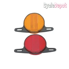 BicycIe WheeI Round Reflector Red AND Orange Wheel Reflector Set FONT/BACK SET 