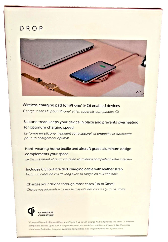 New Native Union Dock Wireless Charger iPhone Qi Fabric Rose - Image 2 of 2