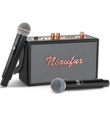 Portable Retro Karaoke Machine with Two Wireless Microphones - AUX, USB-A USB-C
