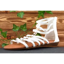 TOP MODA Size 7 M White Gladiator Synthetic Women Sandal Shoes