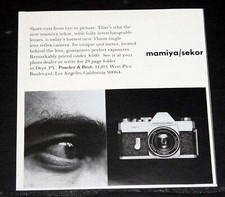 1967 OLD MAGAZINE PRINT AD, MAMIYA/SEKOR 1000TL, TODAYS HOTTEST NEW SLR CAMERA 
