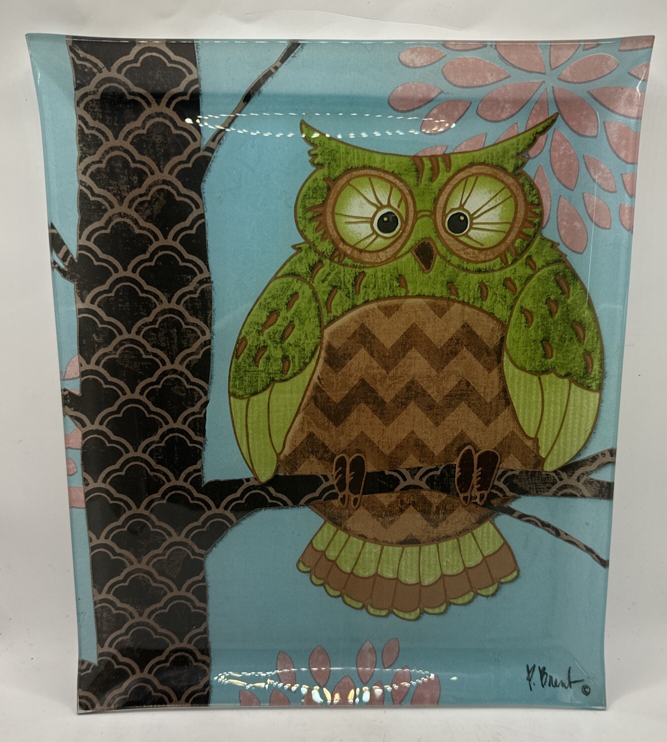 Owl in Tree Snack Platter Trinket Dish by P Paul Brent Japan