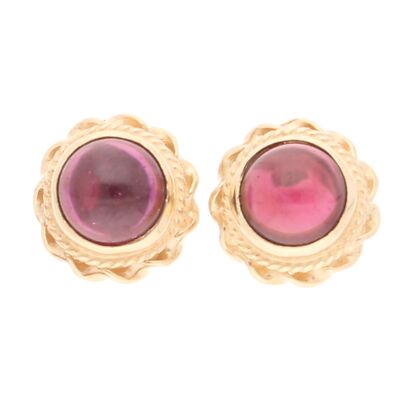 Ohrstecker 9 Karat Gelbgold Cabochon Granat (9,5 mm Durchmesser)