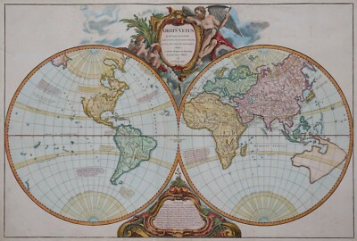 Orbis Vetus in Both Continents - Worldmap - Vaugondy 1752 -Original Engraving