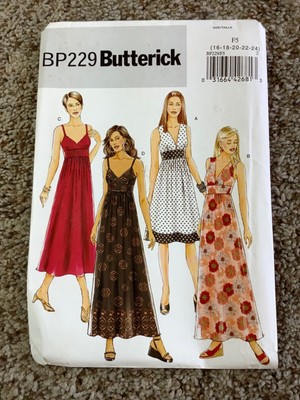 Butterick SEWING PATTERN 229 Misses DRESSES Three Lengths Sizes 16-24 UNCUT