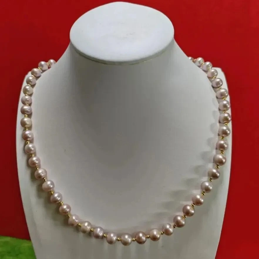 Collar de perlas moradas redondas del Mar del Sur AAAA 18-36 pulgadas perlas naturales AAAA 8-9mm 14k Foto 4 de 4