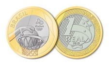 BRAZIL - 1 REAL COIN - 2016 RIO OLYMPIC GAMES - BASKETBALL