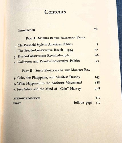 PARANOID STYLE IN AMERICAN POLITICS BY RICHARD HOFSTADTER 1965 HC/DJ 1st. Ed - Picture 4 of 5