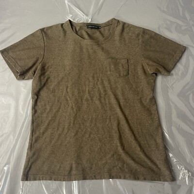 GOSTAR DE FUGA T Shirt Tee Designer Chest Pocket Mens 46 US M Brown Stretch.