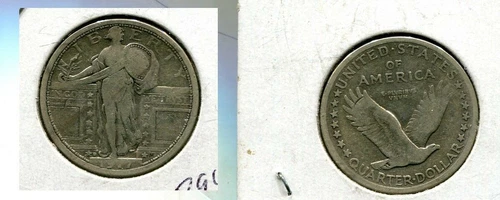 1917 D TYPE 1 STANDING LIBERTY SILVER QUARTER FINE 8944N