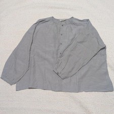 Ichi Antiquites Linen Collarless Blouse with Long Sleeves Free Size From Japan