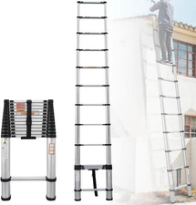 12.5FT Aluminum Telescoping Ladder Folding Multi-Purpose Extension Ladder 330 Lb